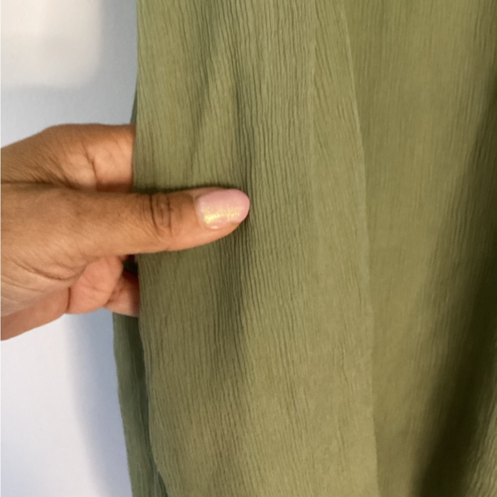 Vintage Style Gold Hawk Green Pleated Cold Shoulder Sundress S - Picture 10 of 11